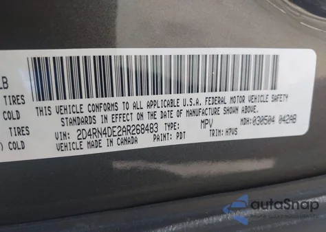 2010 Dodge Grand Caravan Se from USA, damaged, VIN 2D4RN4DE2AR268483